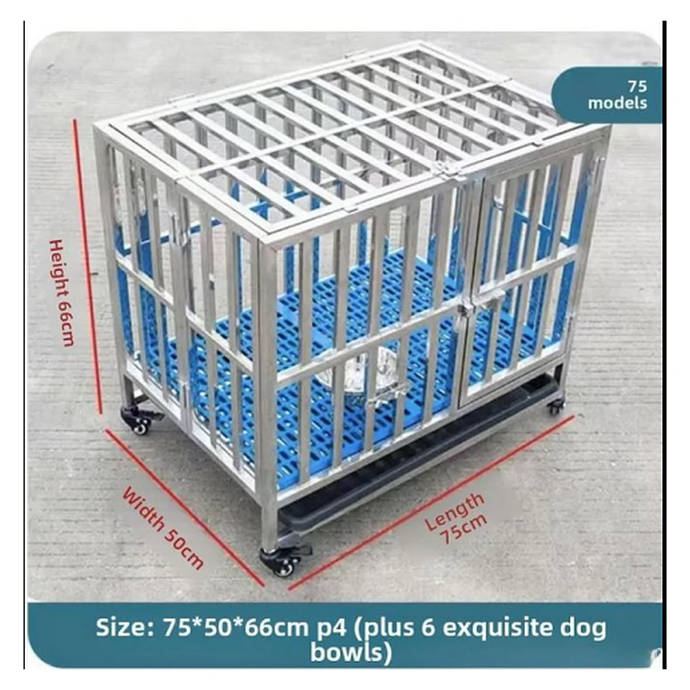 Stainless Steel Dog Kennel 75*50*66cm | Pet Cage