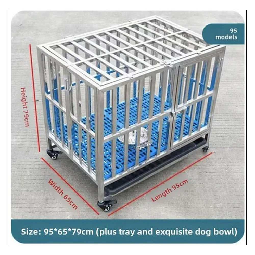 Stainless Steel Dog Kennel 95*65*79cm | Pet Cage
