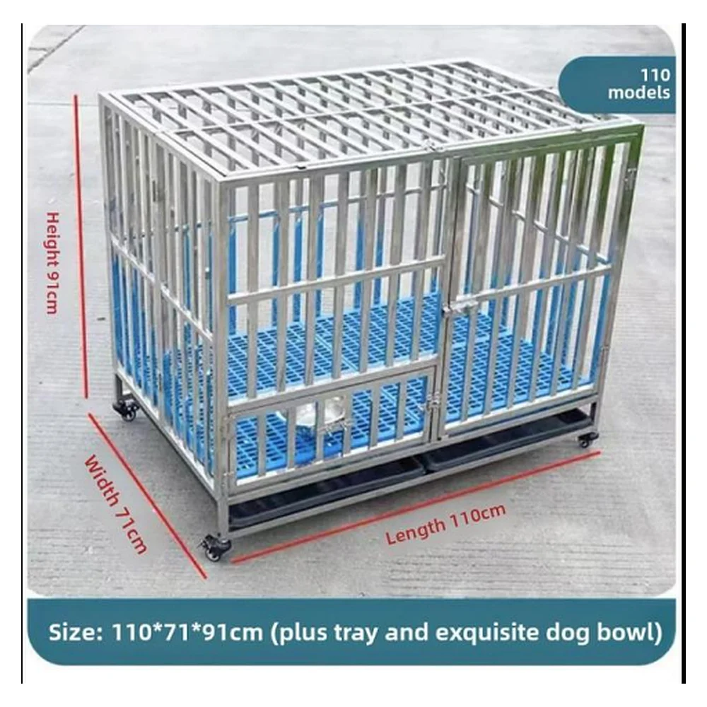 Stainless Steel Dog Kennel 110*71*91cm | Pet Cage