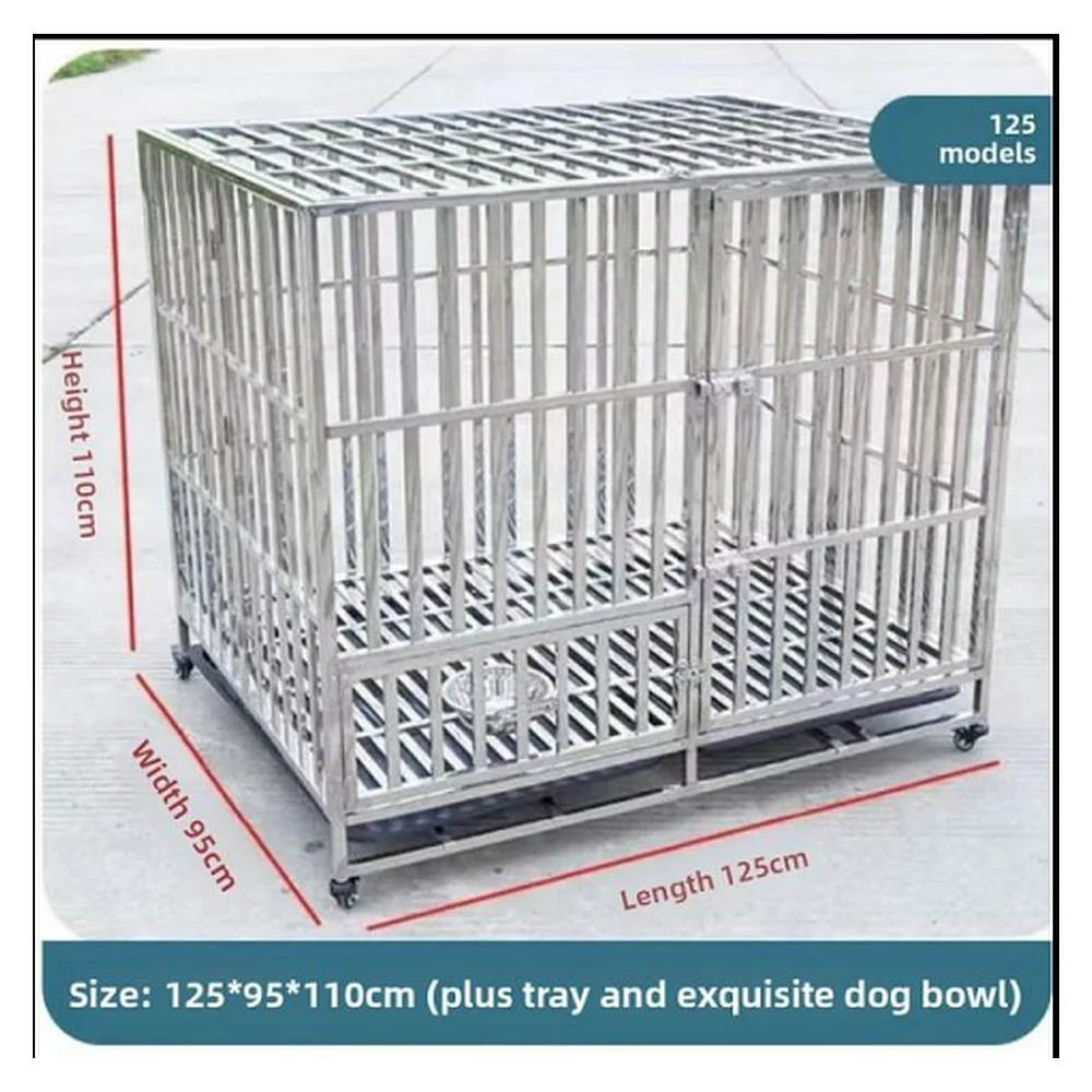 Stainless Steel Dog Kennel 125*95*110cm | Pet Cage