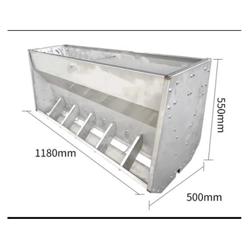 Stainless Steel 304 Pig Feeder Nursery - Double-sided 12-hole 1.18m | Hog Feeding Equipment Farm