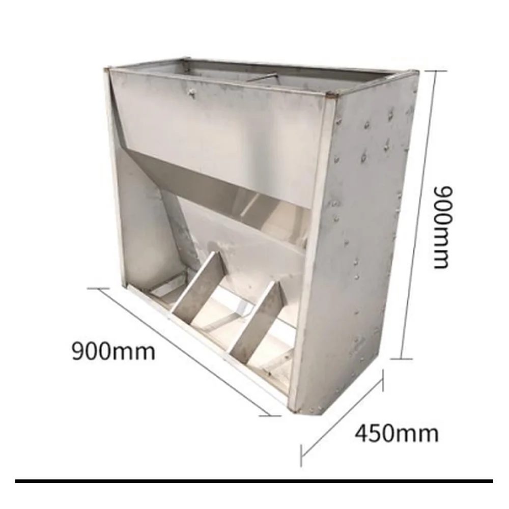 Stainless Steel 304 Pig Feeder Finishing - Single-sided 3-hole 0.9m | Hog Feeding Equipment Farm