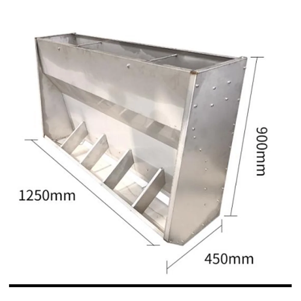 Stainless Steel 304 Pig Feeder Finishing - Single-sided 5-hole 1.25m | Hog Feeding Equipment Farm