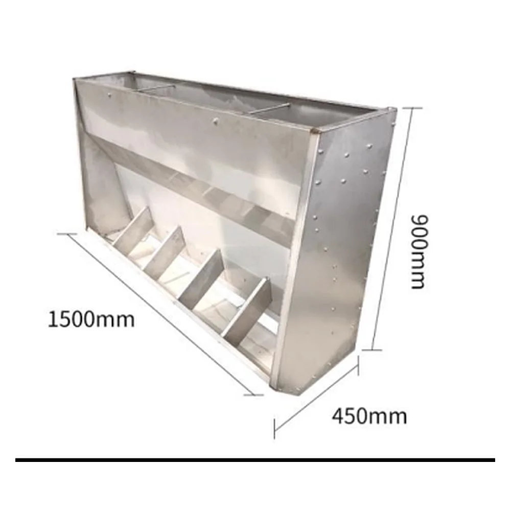 Stainless Steel 304 Pig Feeder Finishing - Single-sided 5-hole 1.5m | Hog Feeding Equipment Farm