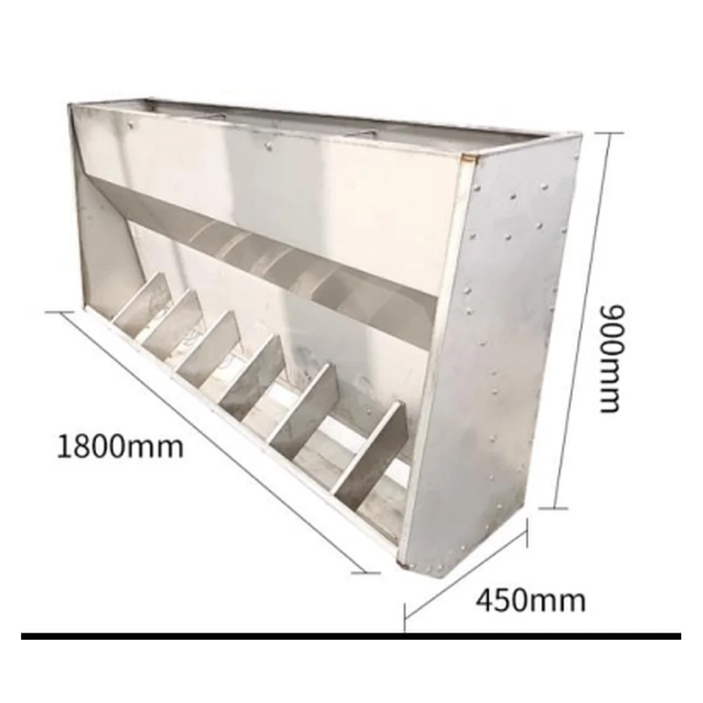 Stainless Steel 304 Pig Feeder Finishing - Single-sided 7-hole 1.8m | Hog Feeding Equipment Farm