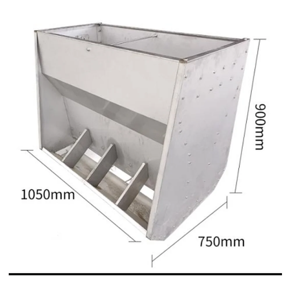 Stainless Steel 304 Pig Feeder Finishing - Double-sided 8-hole 1.05m | Hog Feeding Equipment Farm