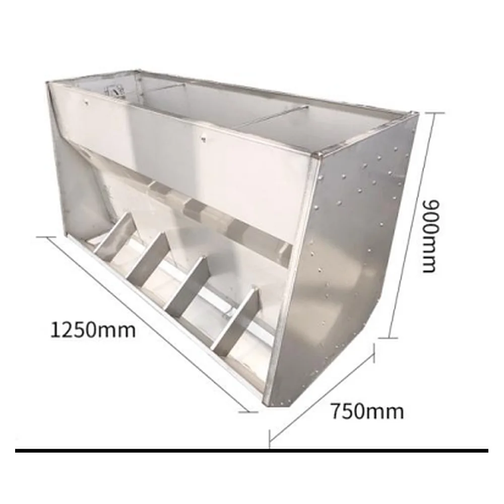 Stainless Steel 304 Pig Feeder Finishing - Double-sided 10-hole 1.25m | Hog Feeding Equipment Farm