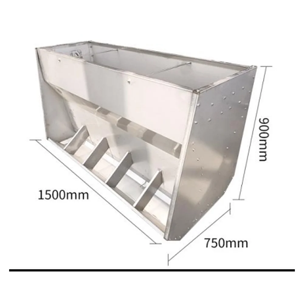 Stainless Steel 304 Pig Feeder Finishing - Double-sided 10-hole 1.5m | Hog Feeding Equipment Farm