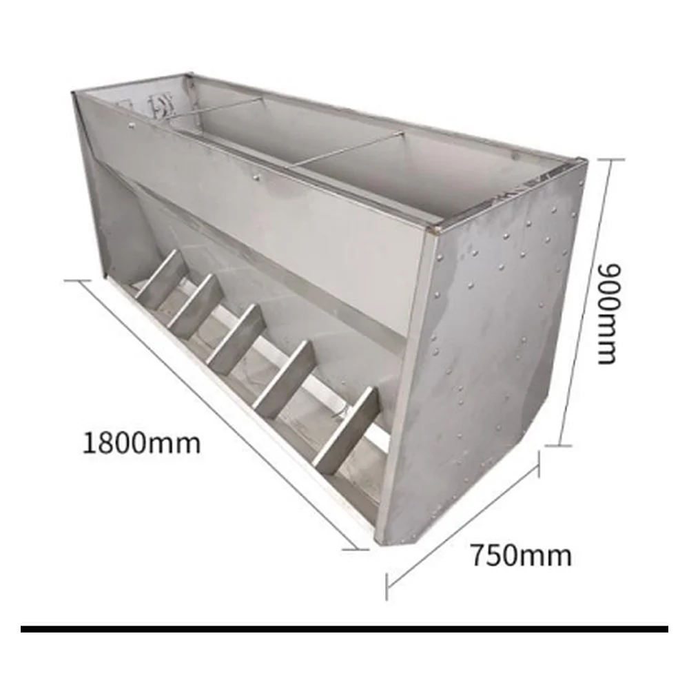 Stainless Steel 304 Pig Feeder Finishing - Double-sided 12-hole 1.8m | Hog Feeding Equipment Farm