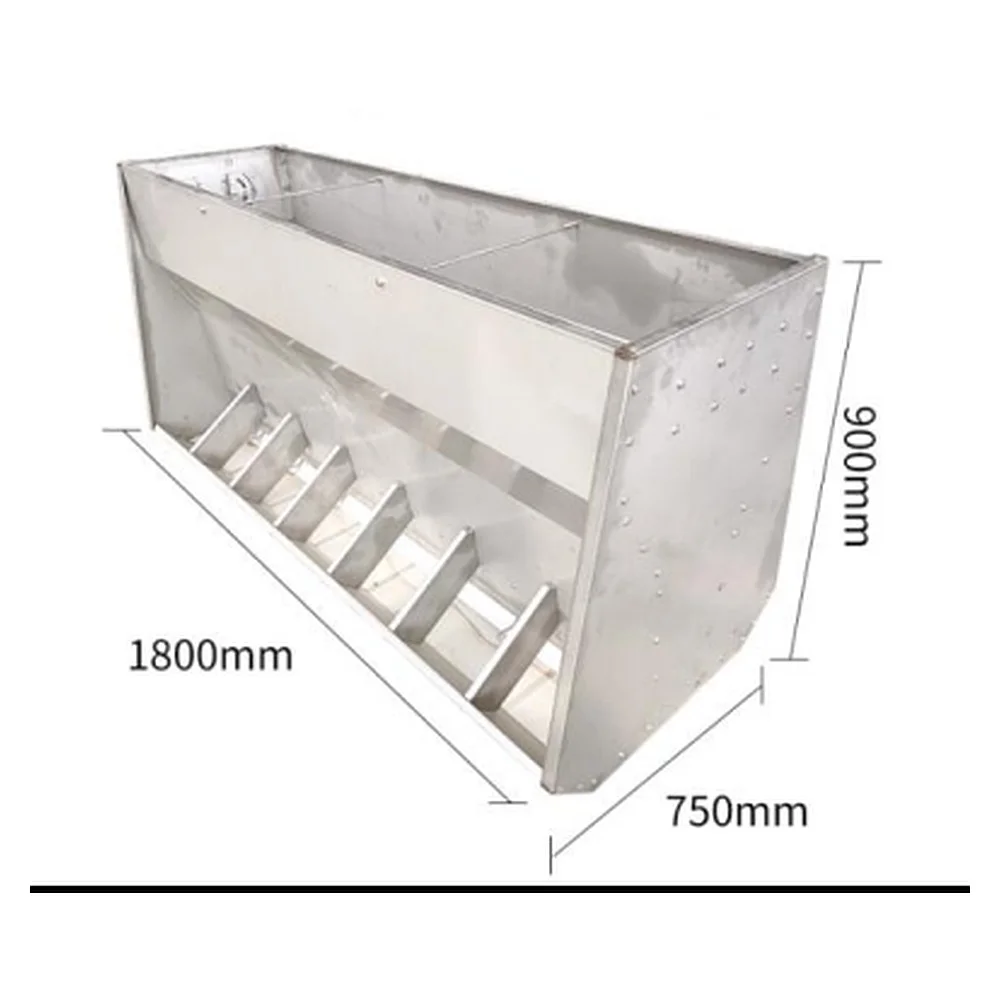 Stainless Steel 304 Pig Feeder Finishing - Double-sided 14-hole 1.8m | Hog Feeding Equipment Farm